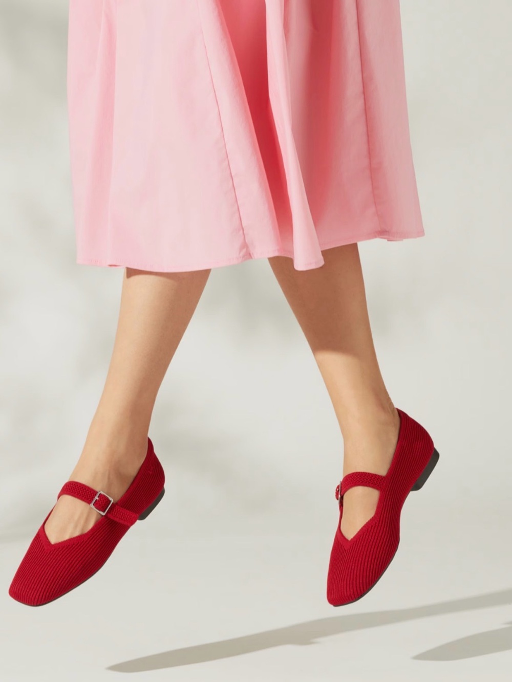 Vivaia Margot Mary Jane Square-Toe flats in ruby red Sz 40.5/9-9.5 - Picture 2 of 8